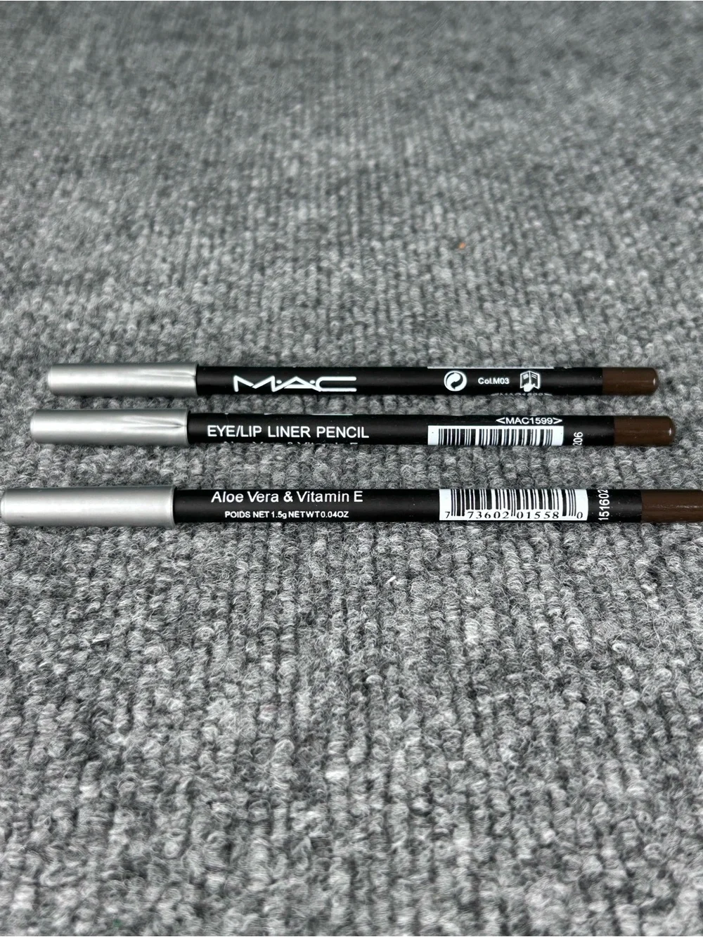 Three MAC Eye/Lip Liner Pencil Aloe Vera/VitaminE MAC1599 BROWN Unsealed Full sz